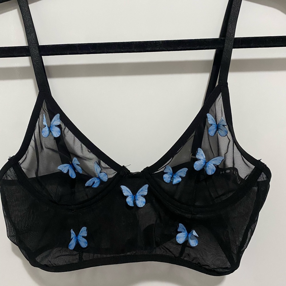 Sheer butterfly bralette.